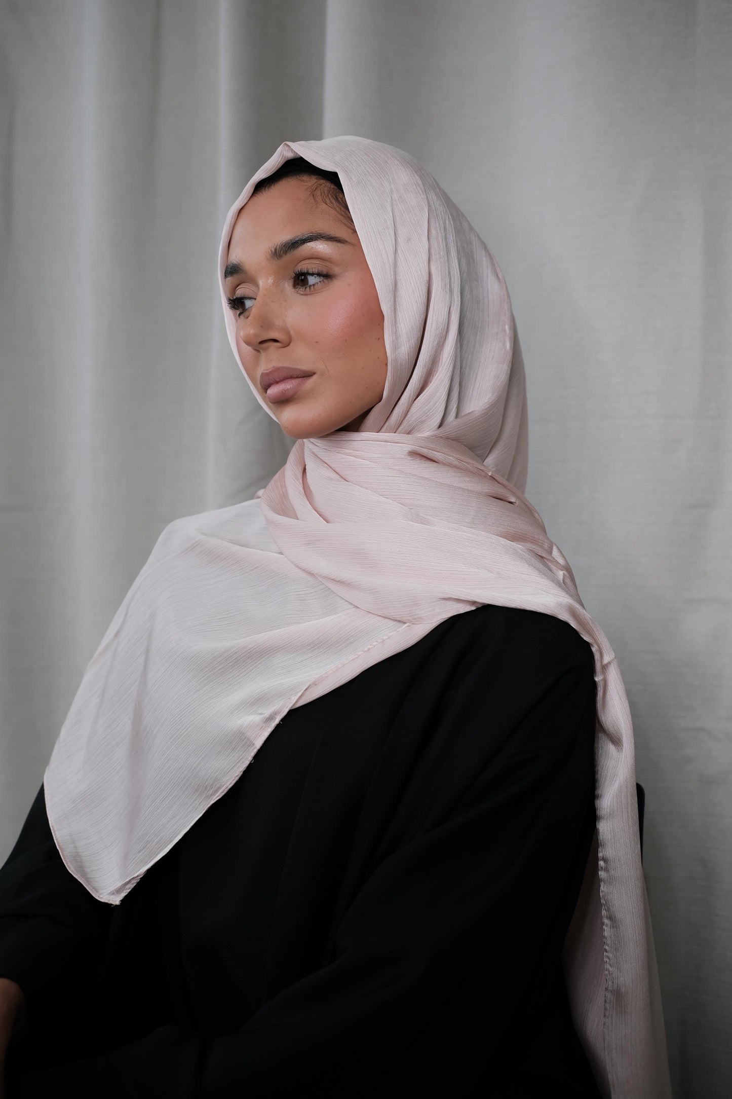 Light Pink Crinkle Silk Hijab