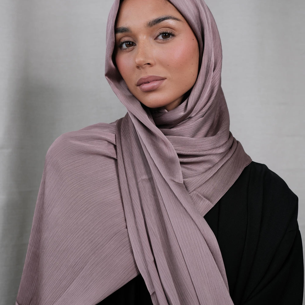 Mauve Crinkle Silk Hijab