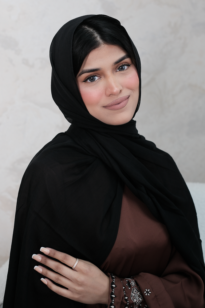 Black Cotton Silk Hijab