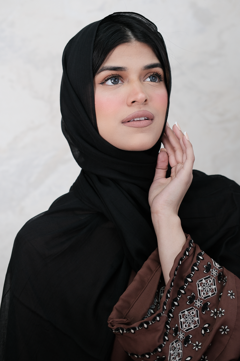 Black Cotton Silk Hijab