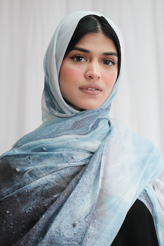 Watercolour Aqua Printed Hijab