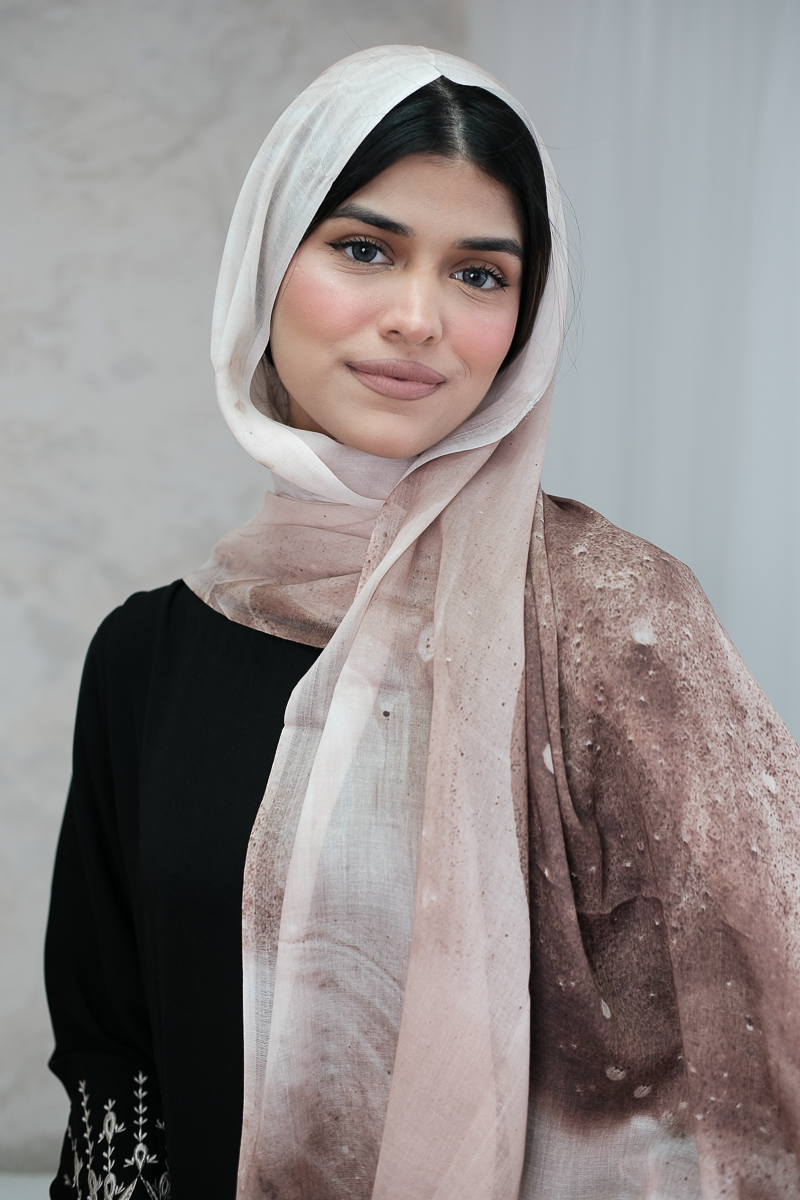 Watercolour Beige Printed Hijab