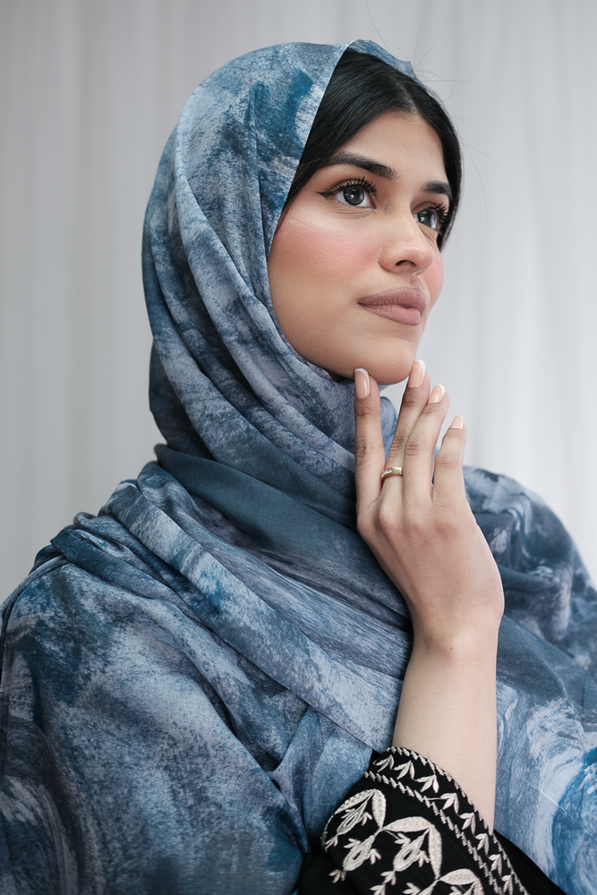 Marble Blue Printed Hijab