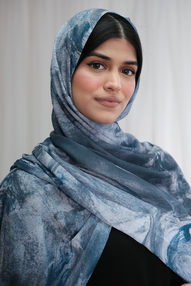 Marble Blue Printed Hijab