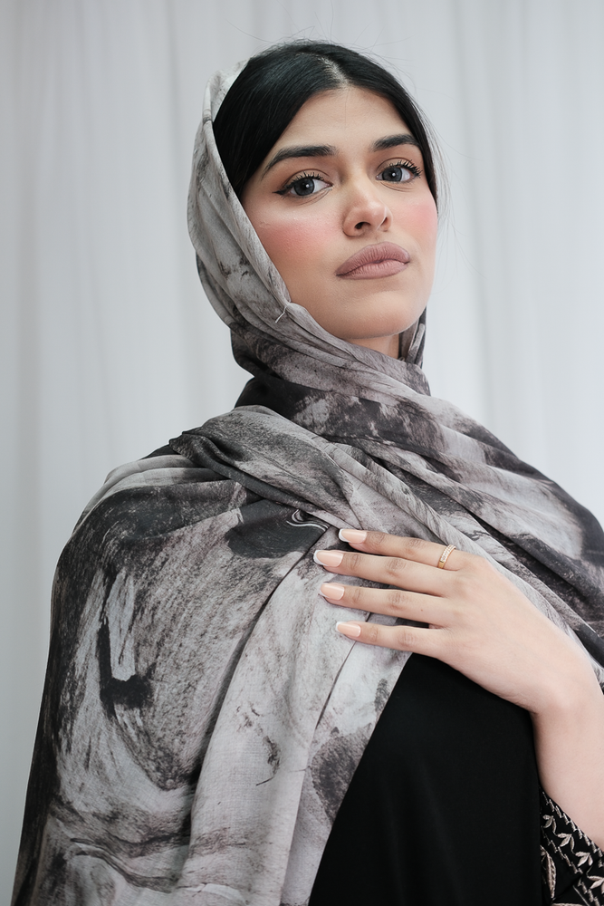 Marble Grey Printed Hijab