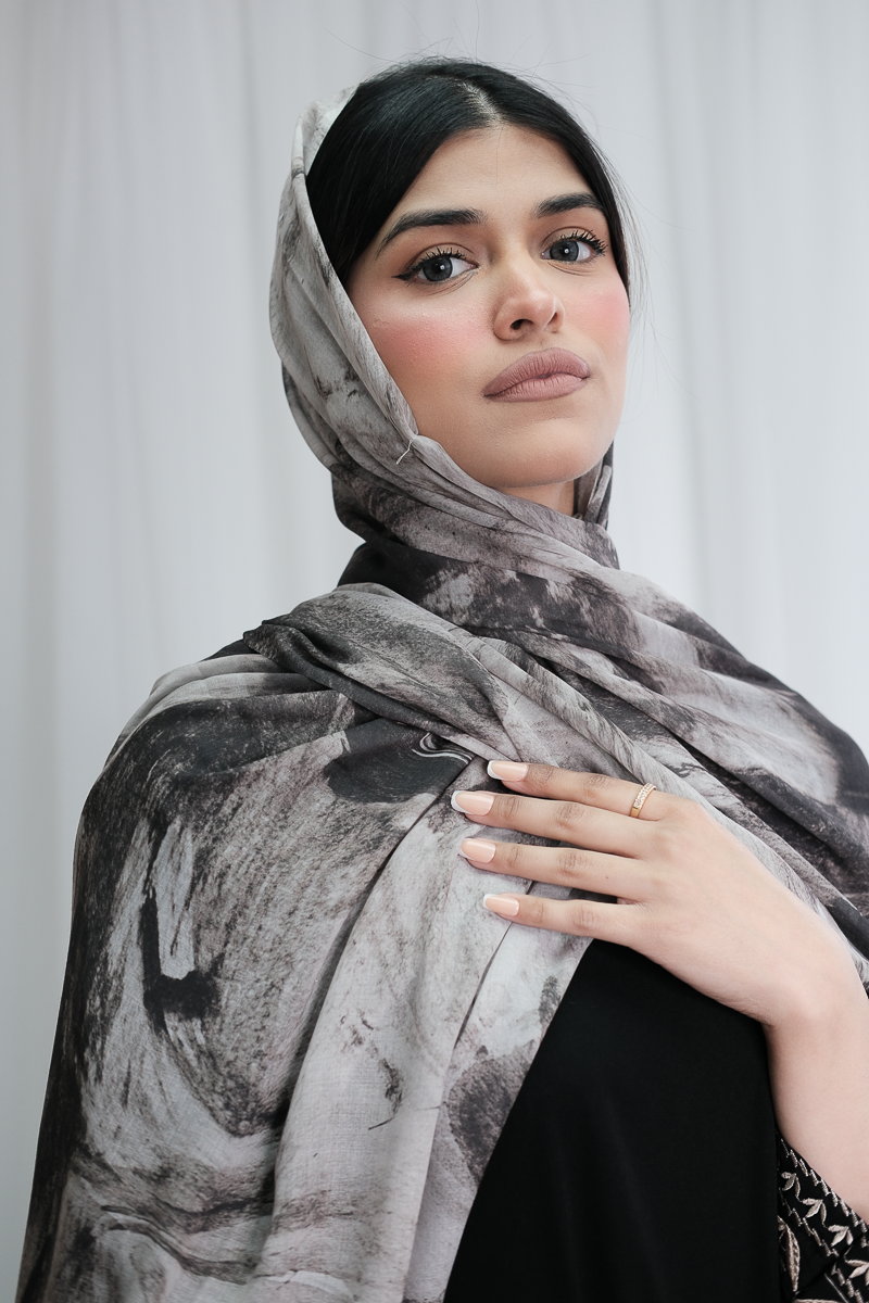 Marble Grey Printed Hijab