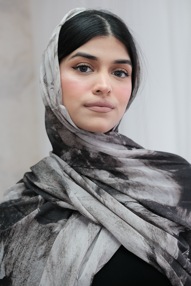 Marble Grey Printed Hijab