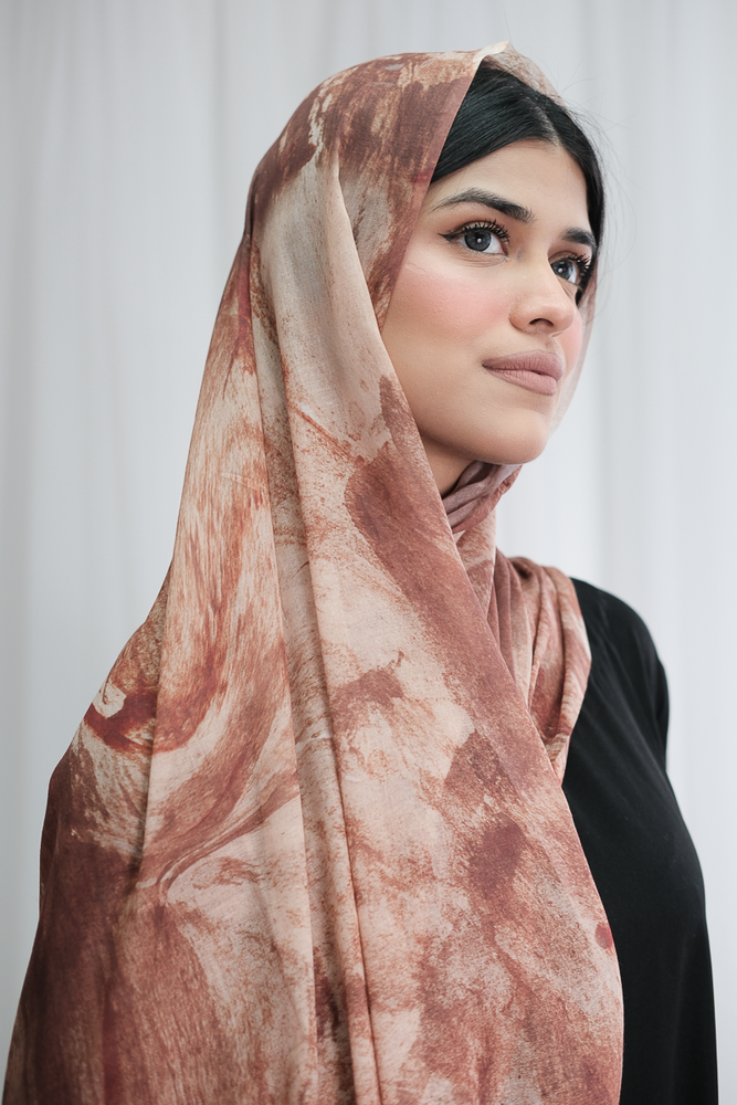 Marble Brown Printed Hijab
