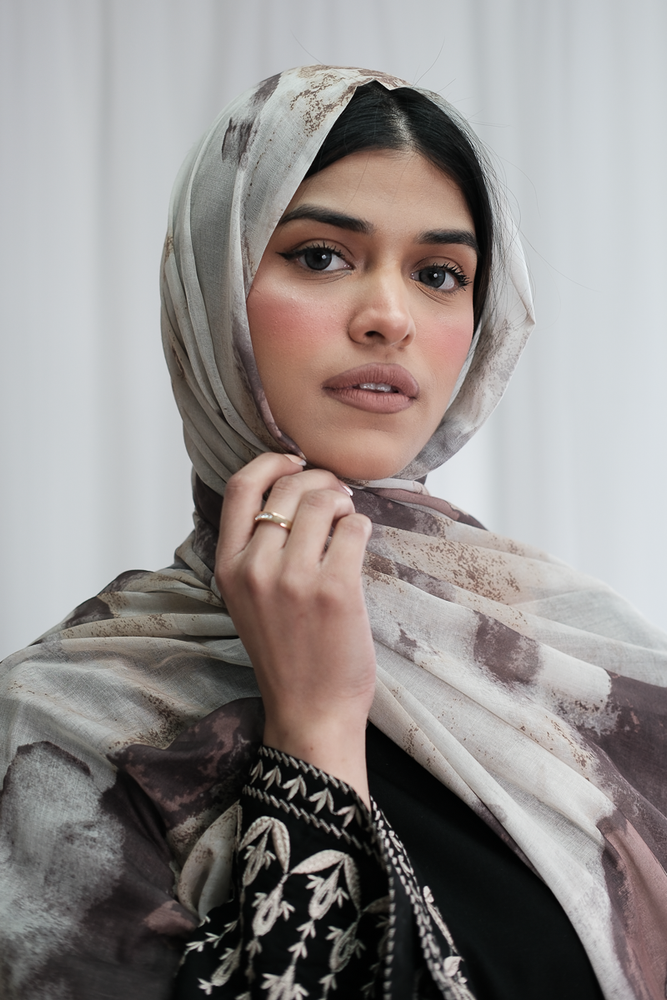 Abstract Taupe Printed Hijab