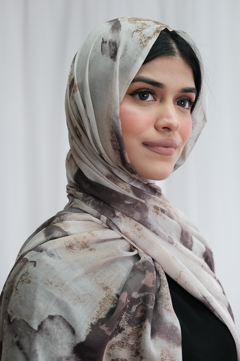 Abstract Taupe Printed Hijab
