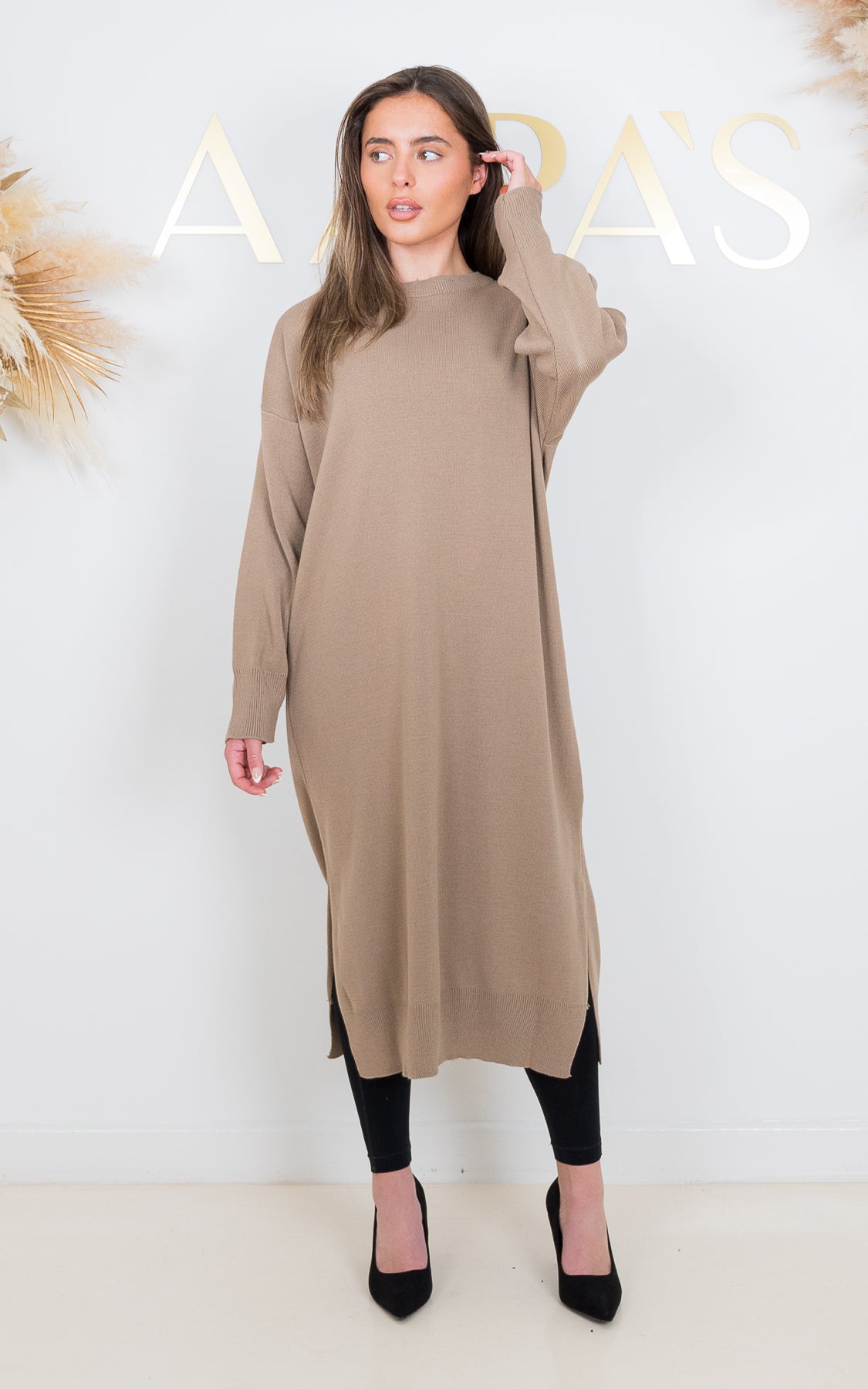 Leela Beige Knit Dress