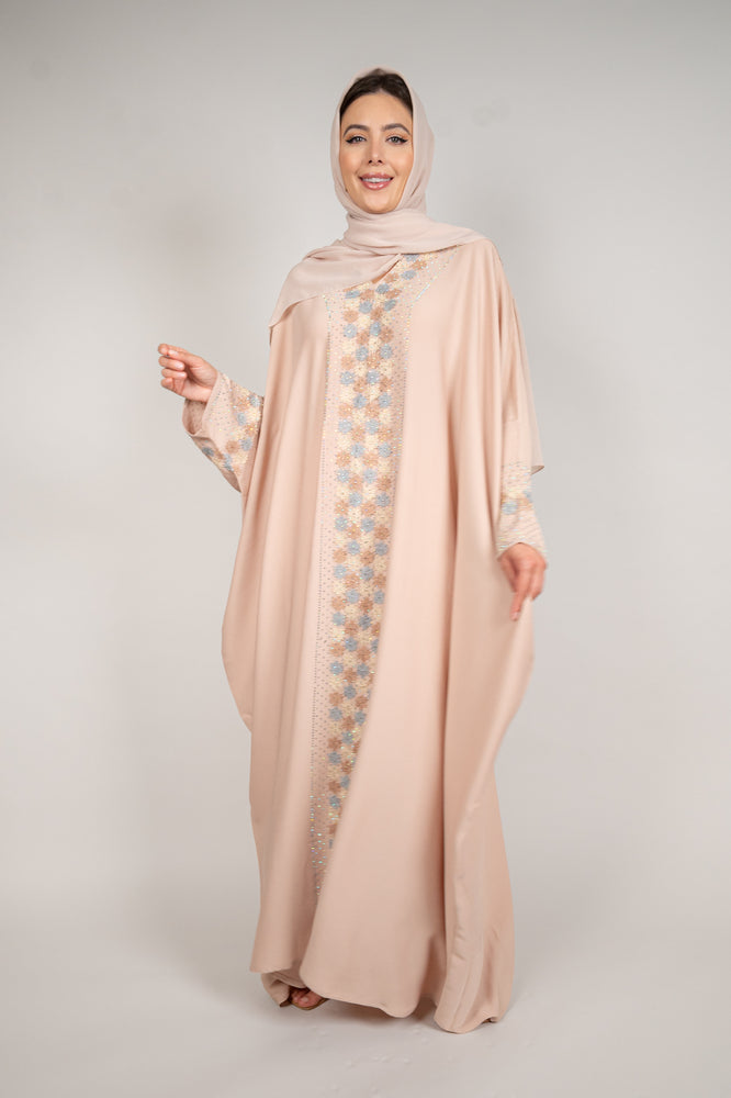 Cream Embellished Abaya