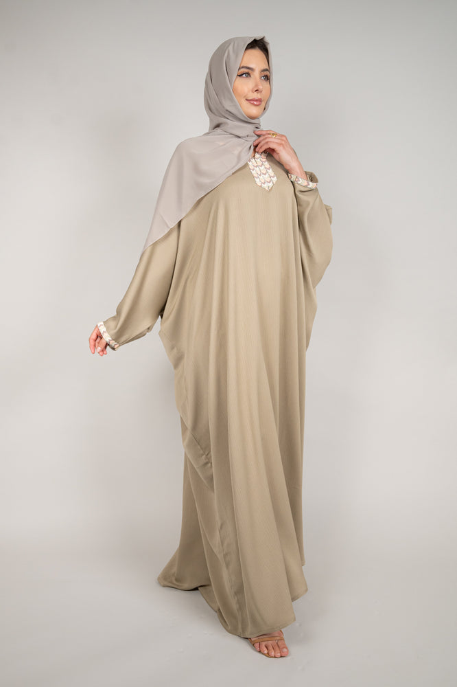 Sand Batwing Sleeve Abaya