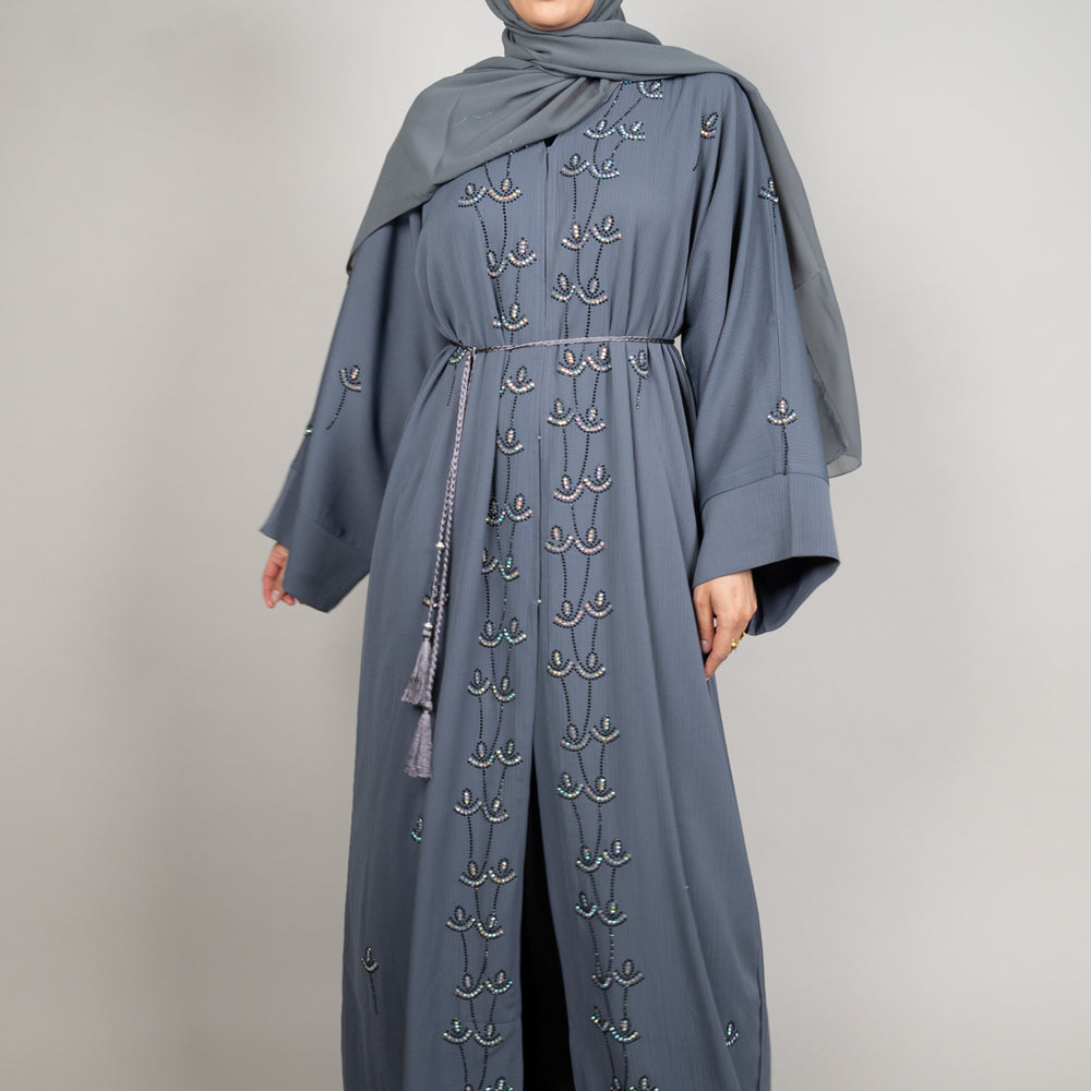 Slate Grey Embellished Abaya