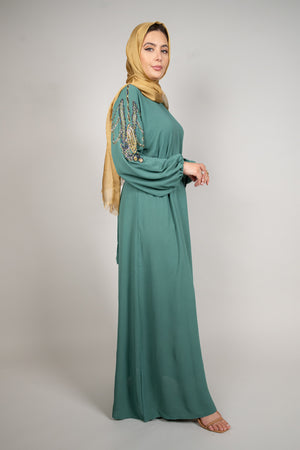 Teal Embellished Abaya