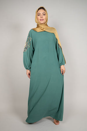 Teal Embellished Abaya
