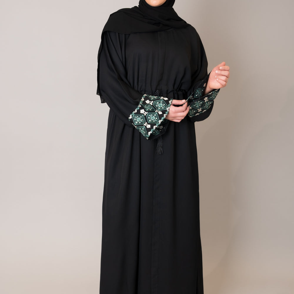 
                      
                        Black Embroidered Sleeve Abaya
                      
                    