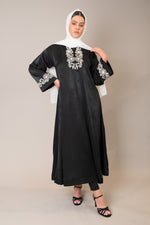 Black & White Embroidered Midi Dress