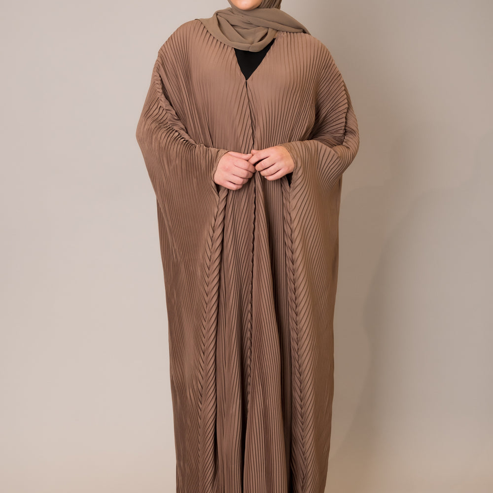 
                      
                        Mocha Batwing Pleated Open Front Kaftan
                      
                    