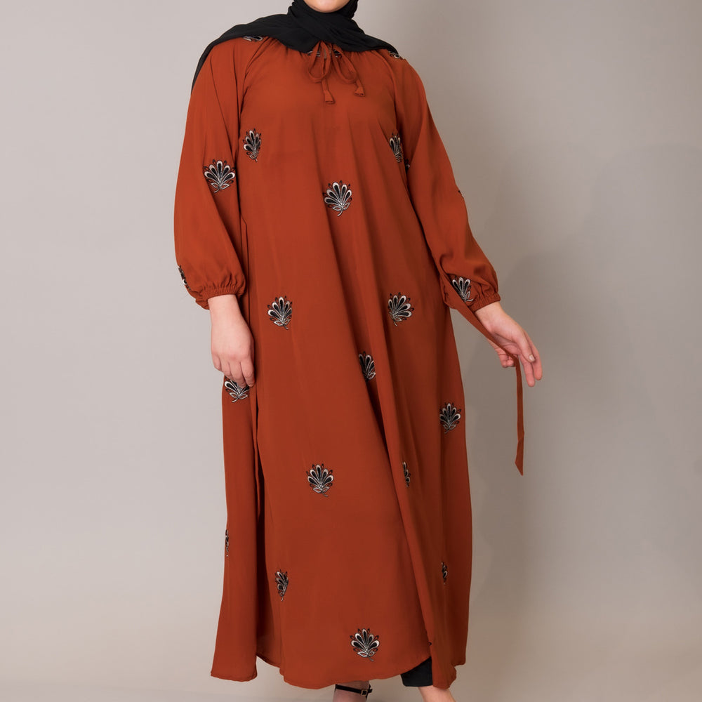 
                      
                        Rust Embroidered Midi Dress
                      
                    