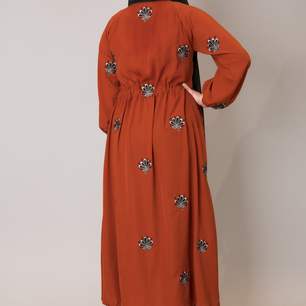 
                      
                        Rust Embroidered Midi Dress
                      
                    