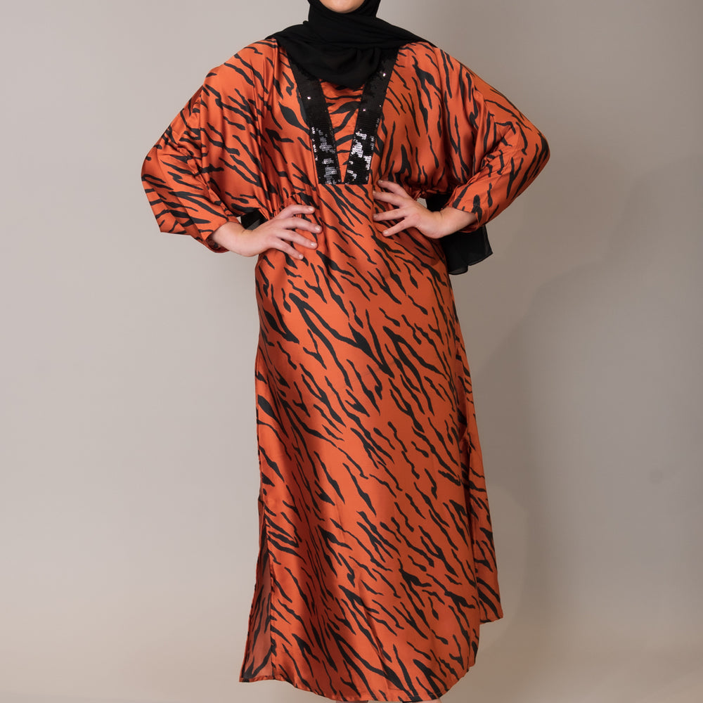 
                      
                        Burnt Orange Animal Kaftan Dress
                      
                    