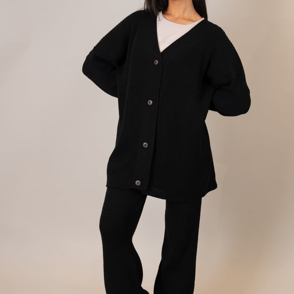 
                      
                        Black Fisherman Cardigan Co-Ord
                      
                    