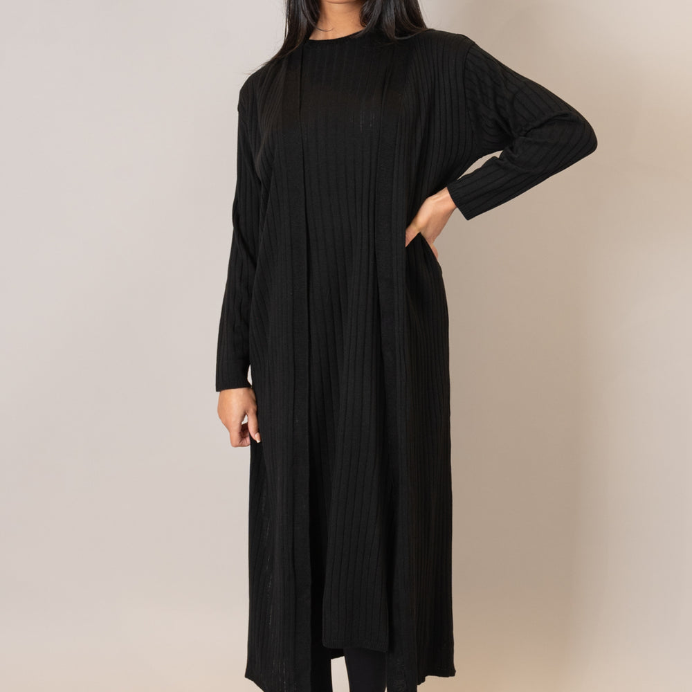 
                      
                        Black Ribbed Knit Cardigan Co-Ord
                      
                    