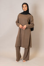 Taupe Longline Rib Co-Ord