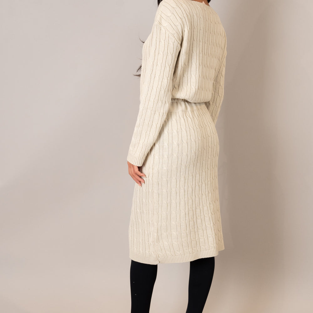 
                      
                        Stone Drawstring Cable Knit Dress
                      
                    