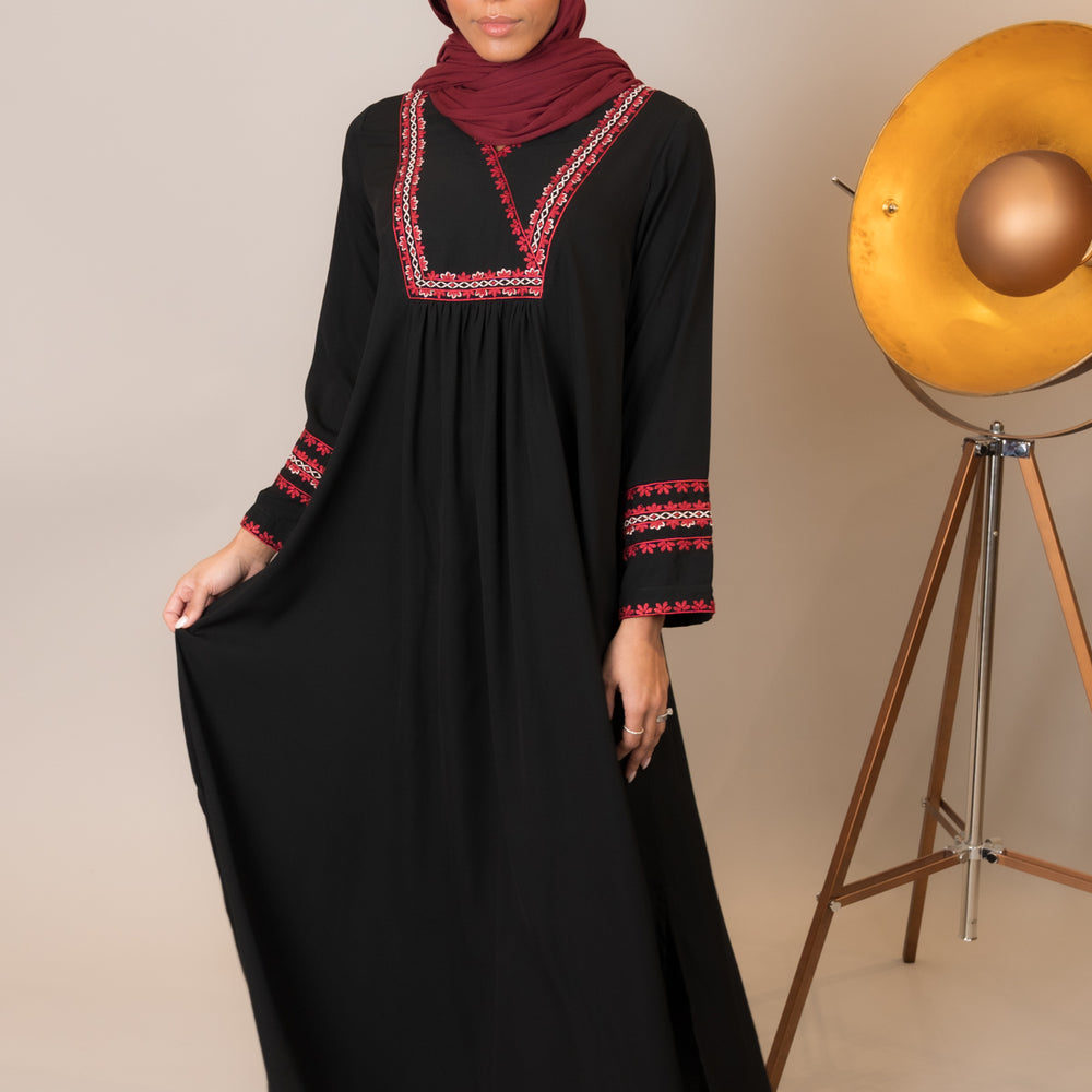 
                      
                        Red & Black Embroidered Maxi Dress
                      
                    