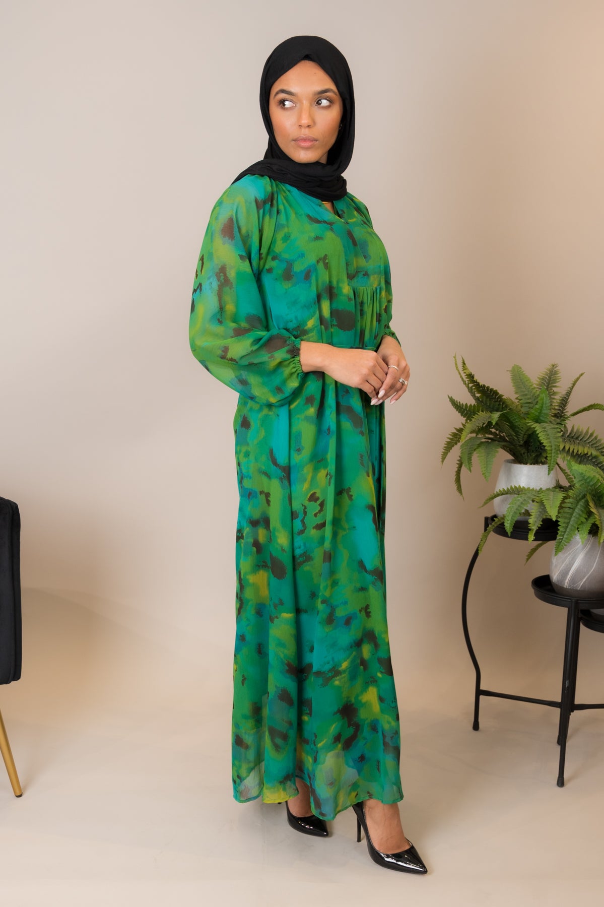 Abstract Print Georgette Maxi