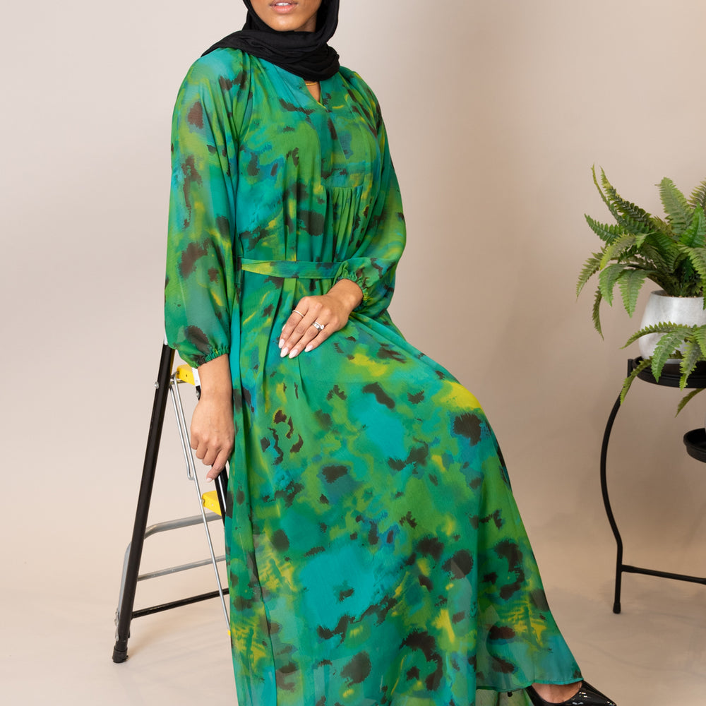 Abstract Print Georgette Maxi