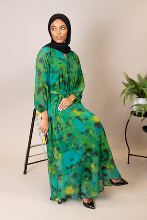 Abstract Print Georgette Maxi