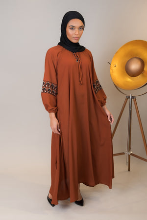 Rust Embroidered Maxi Dress