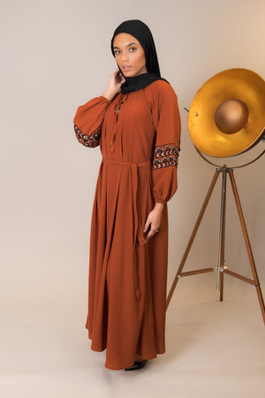 Rust Embroidered Maxi Dress