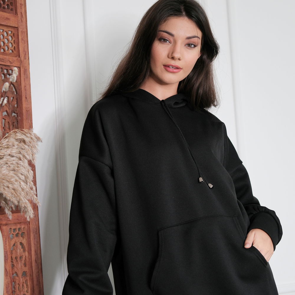 Signature Black Hoodie Dress