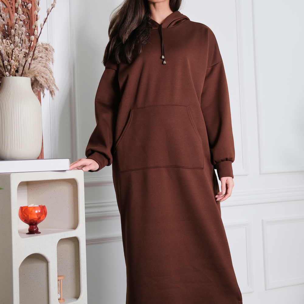Signature Brown Hoodie Dress