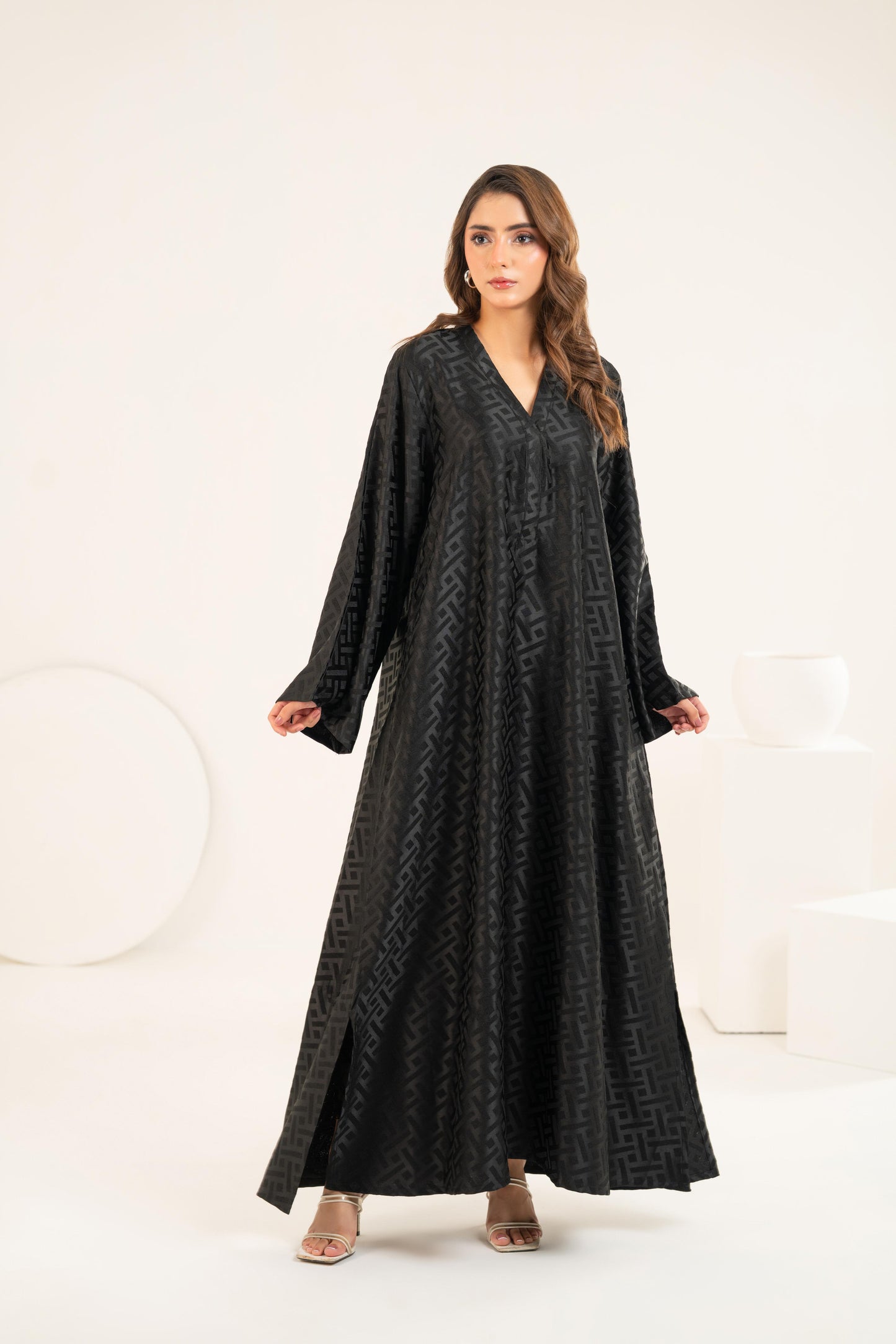 Geometry Luxe Black Kaftan