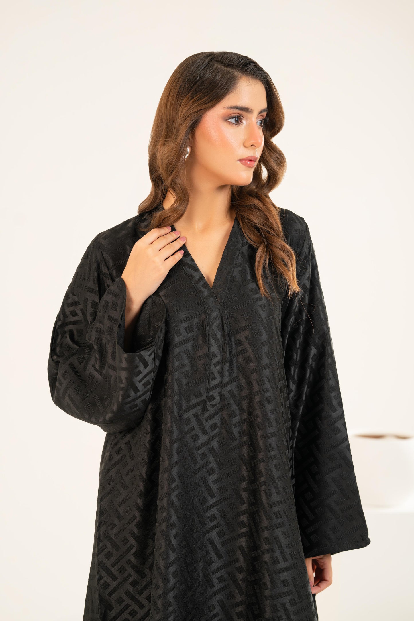 Geometry Luxe Black Kaftan