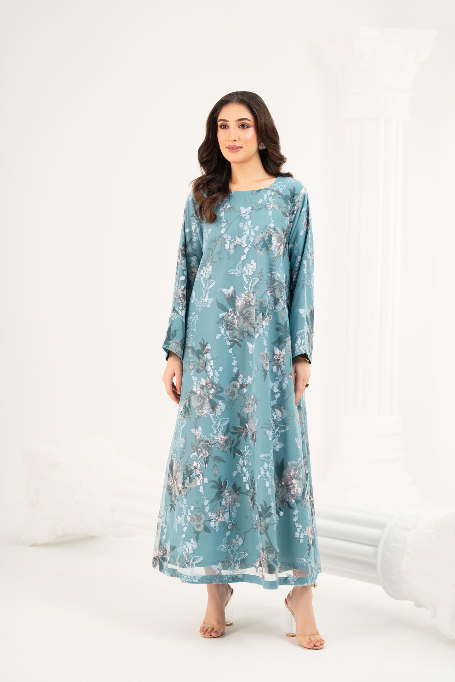 Botanical Embroidered Midi Dress