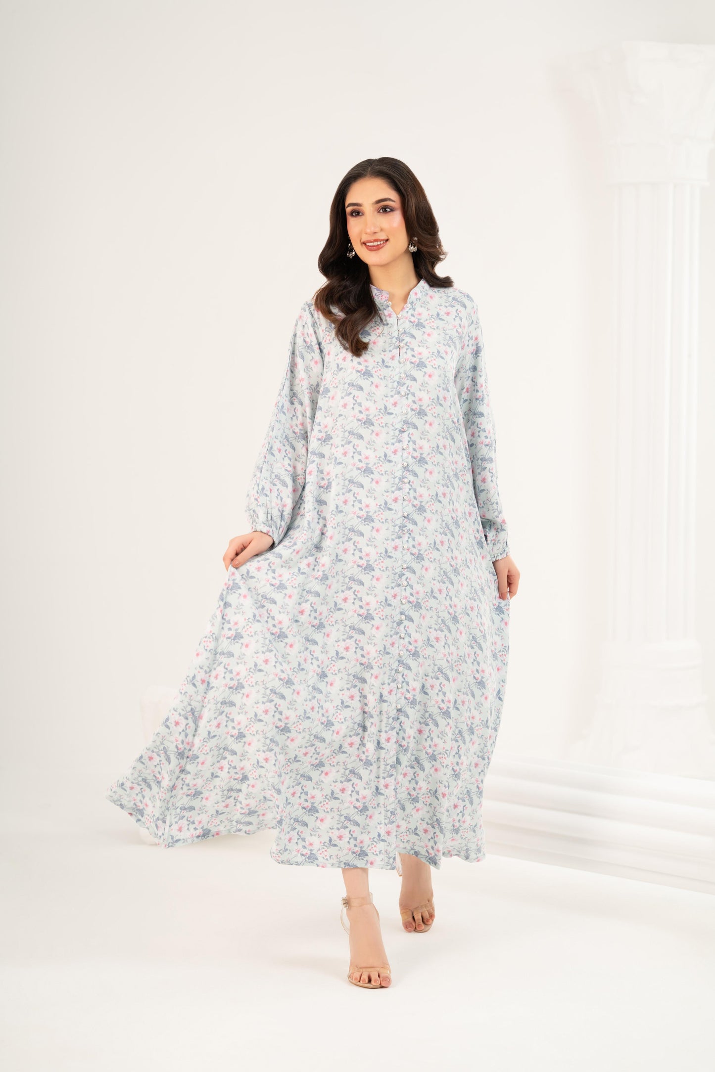Blue Blossom Midi Dress