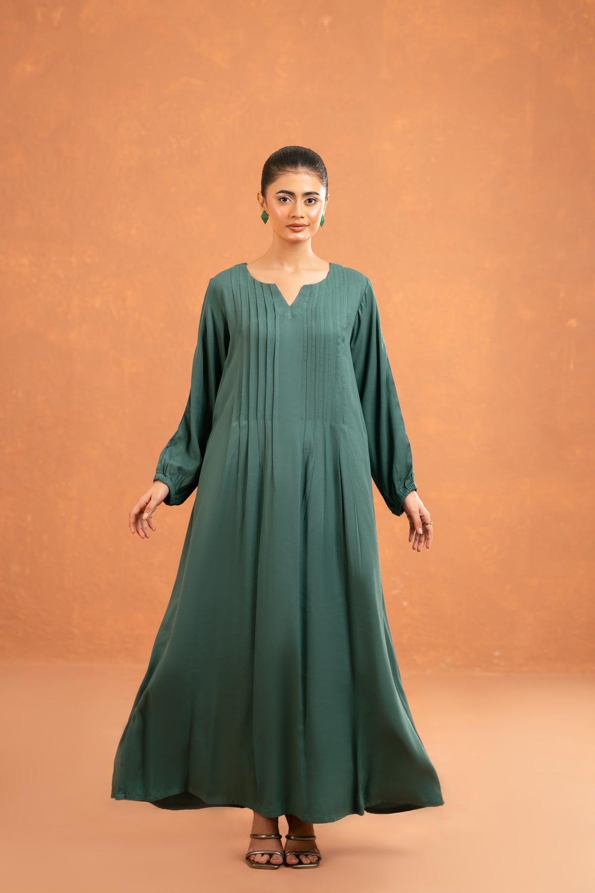 Teal Pleated Dress