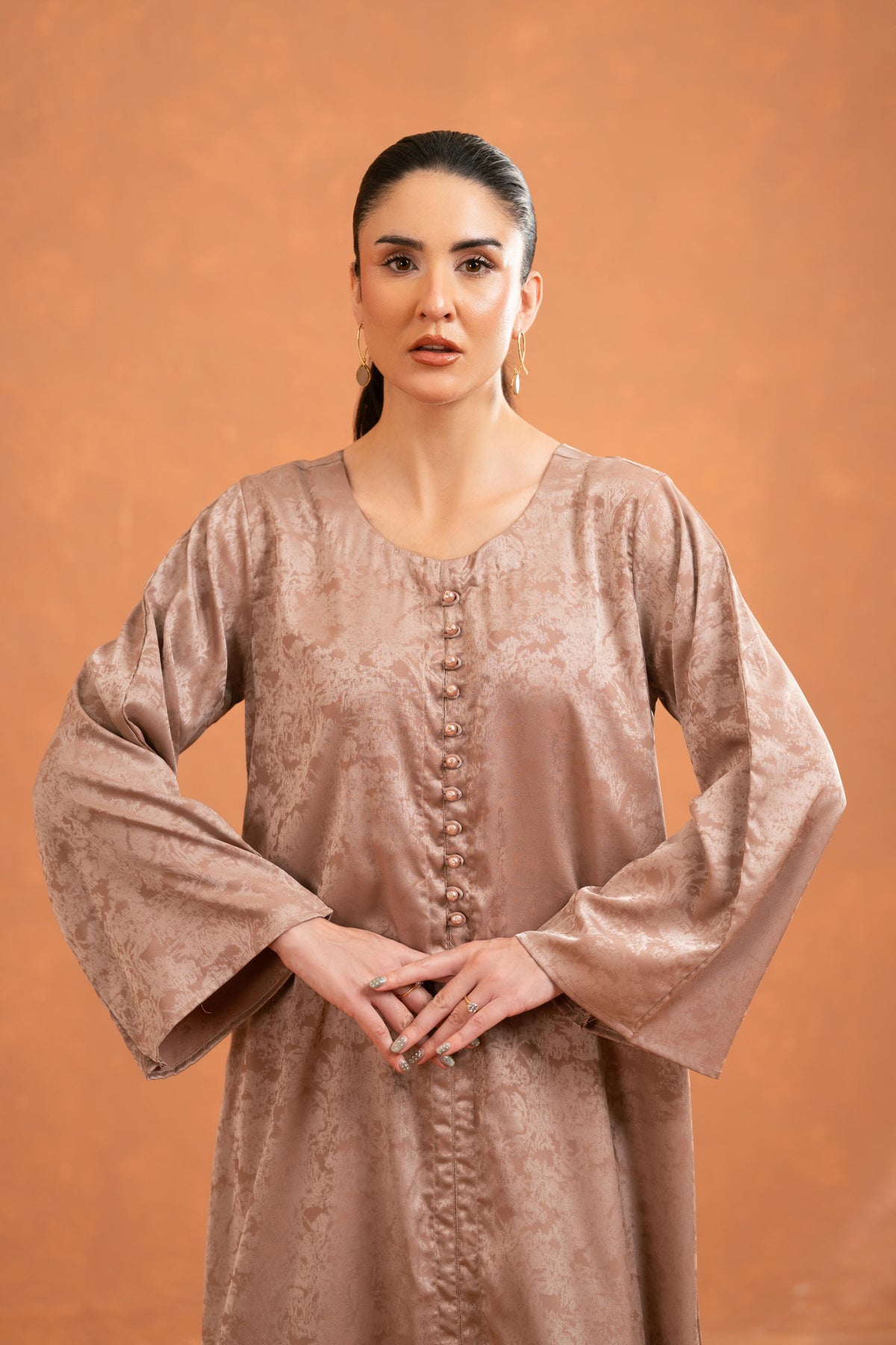 Dusty Satin Jacquard Dress