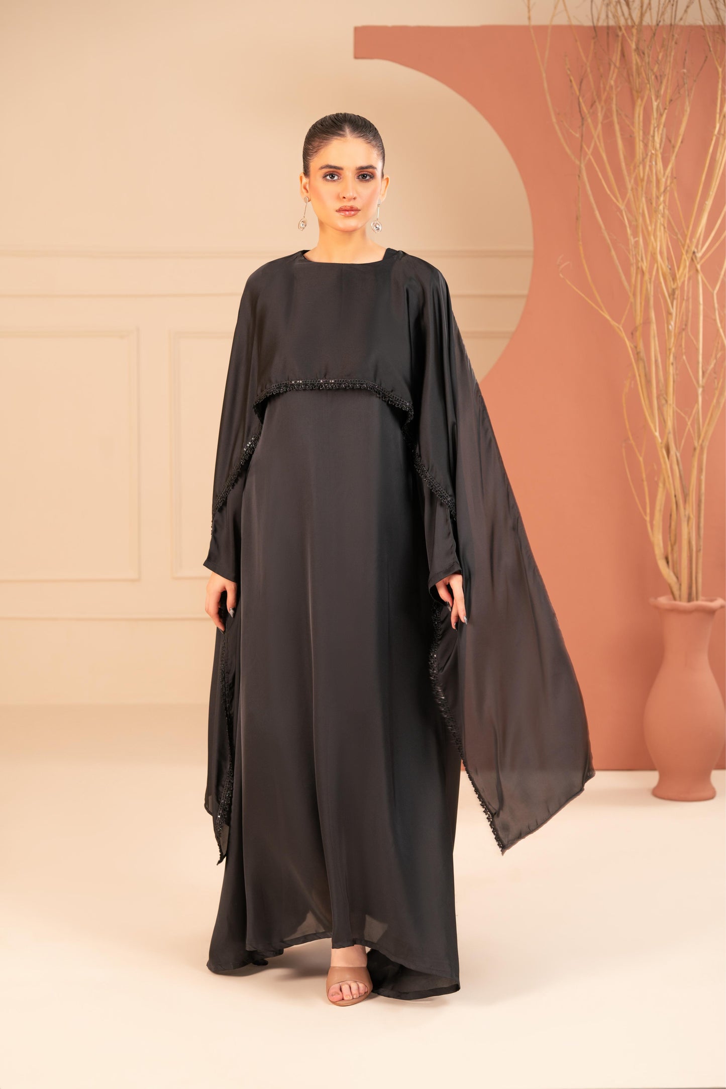 asian long dresses with sleeves Fashion Retro Chinese Long Sleeve Black Maxi Dress