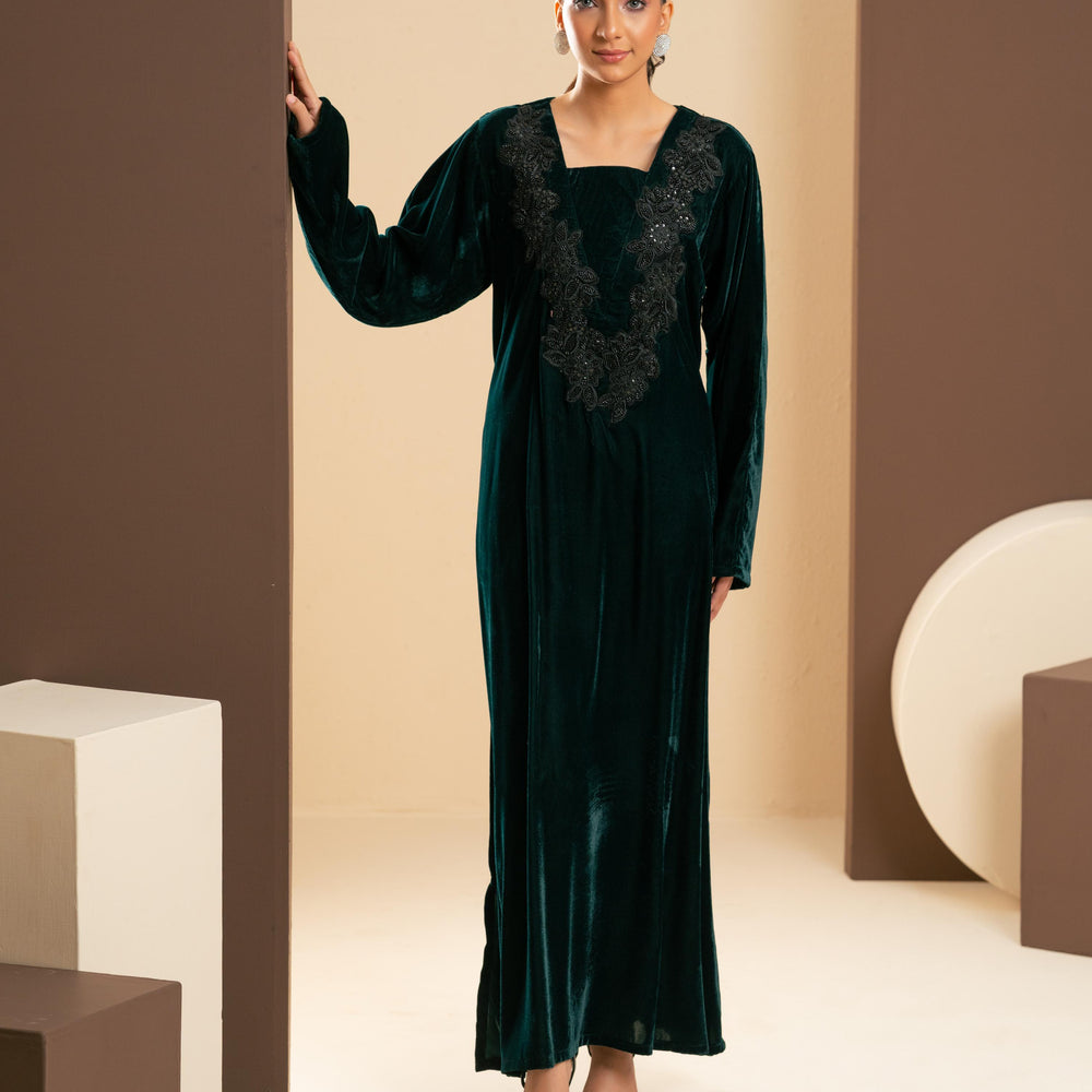 
                      
                        Emerald Velvet Dress
                      
                    