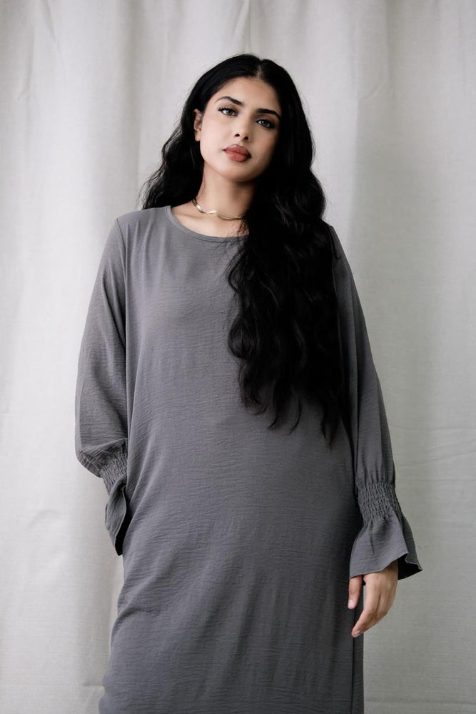 
                      
                        Essential Basic Dark Grey Abaya
                      
                    