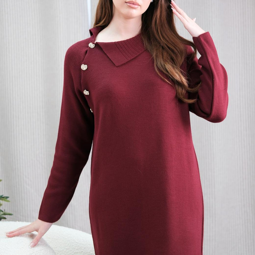 Mirren Burgundy Knit Dress