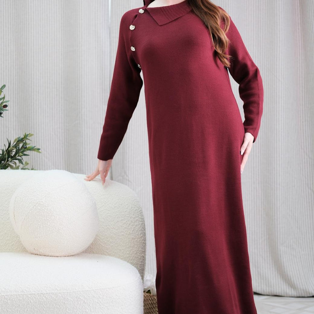 Mirren Burgundy Knit Dress