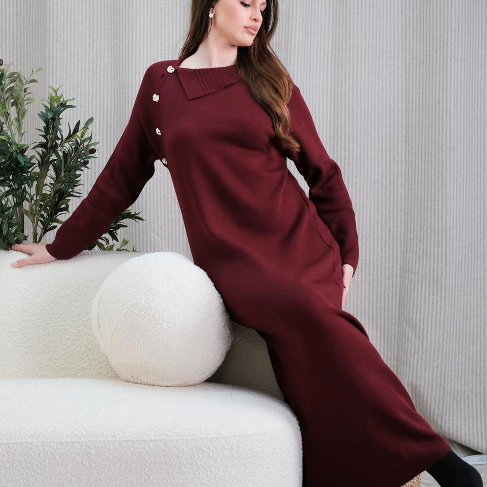 
                      
                        Mirren Burgundy Knit Dress
                      
                    